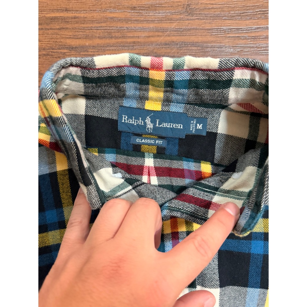 Ralph Lauren Classic Fit Plaid Flannel Shirt Mens Medium Multicolor Button Down - Picture 3 of 4